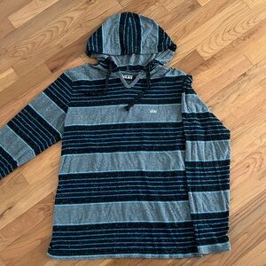 Vans Hooded Long Sleeve Pocket Tee Shirt Size Medium Blue Gray